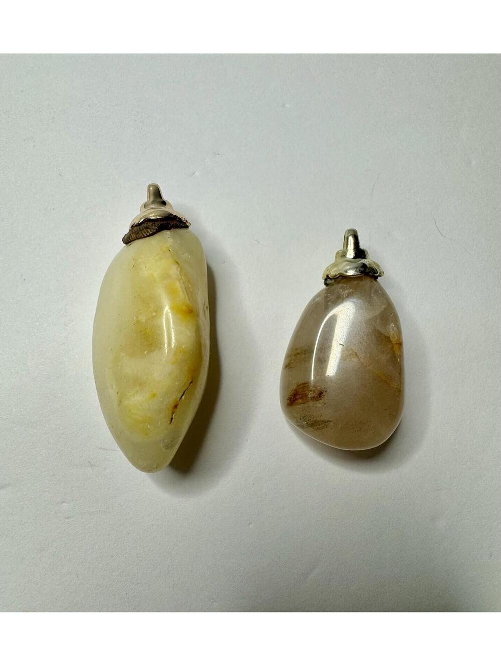 Quartz Pendant Set of 2 Handmade 1.5” Crystal Charm for Necklace or Keychain